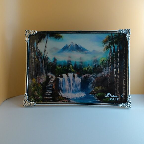 Small Road in Mountain, 5x7 Art print, mountain, water fall, water fountain - Picture 4 of 6